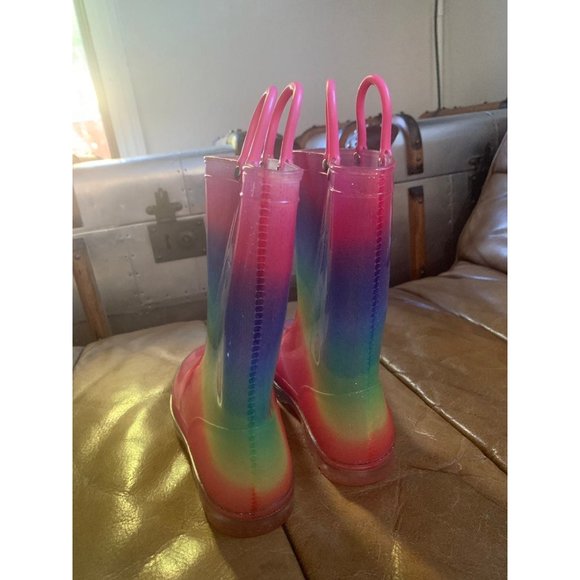 Rain Boots rainbow light up rainboots kids child size 2 - Picture 7 of 10